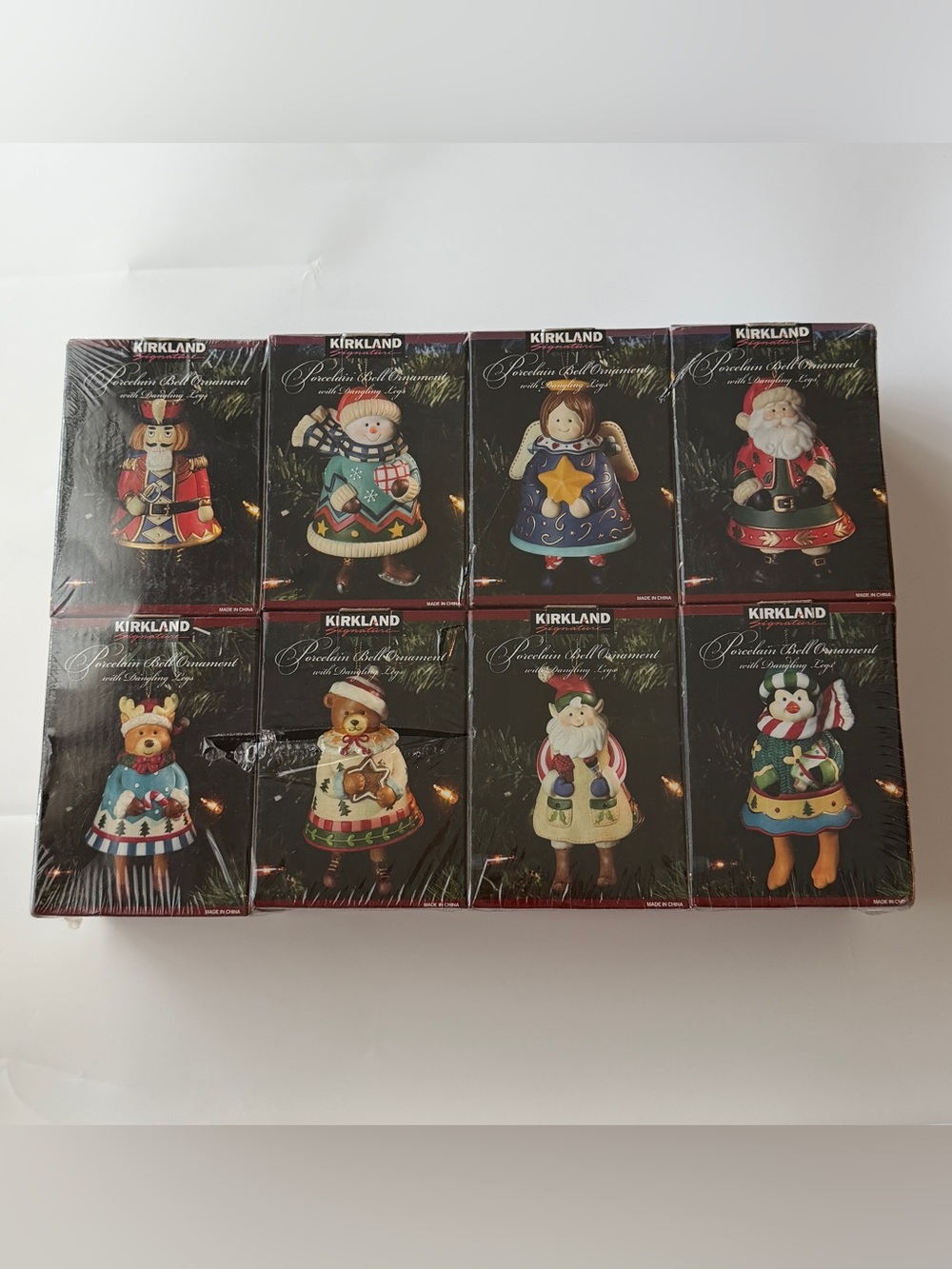 Kirkland Signature Festive Multi-Color Porcelain Bell Ornaments - Set of 8